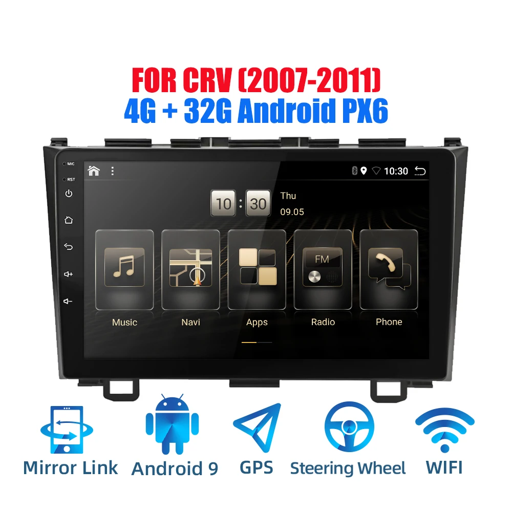 2din Android 9 0 Ouad Core PX6 автомобильное радио стерео для Honda CRV 2006 2011 GPS Navi Аудио Видео