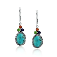 vintage s earrings for women bohemian silver color geometric green stone pierced drop earrings party jewelry