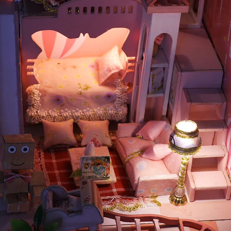 DIY Миниатюрный Кукольный домик деревянная вилла модель с мебелью строительные