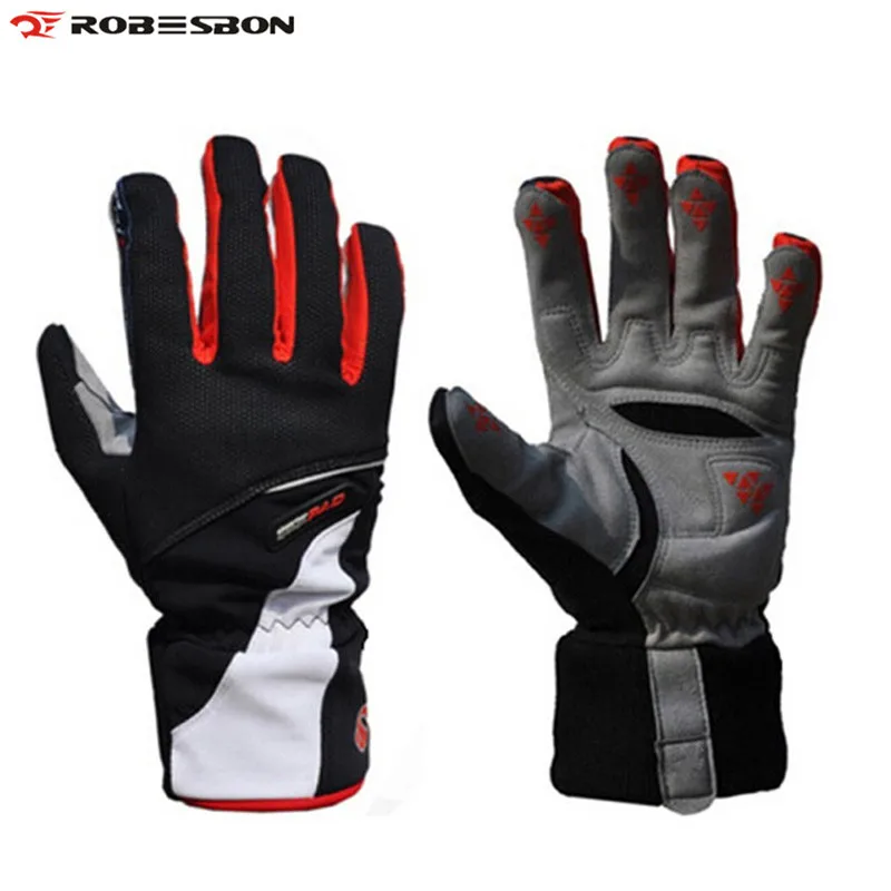 

ROBESBON Winter Warm Cycling Gloves Windproof Thermal Fleece Full Finger Bicycle Gloves Outdoor Sports Skiing Bike Long Glove