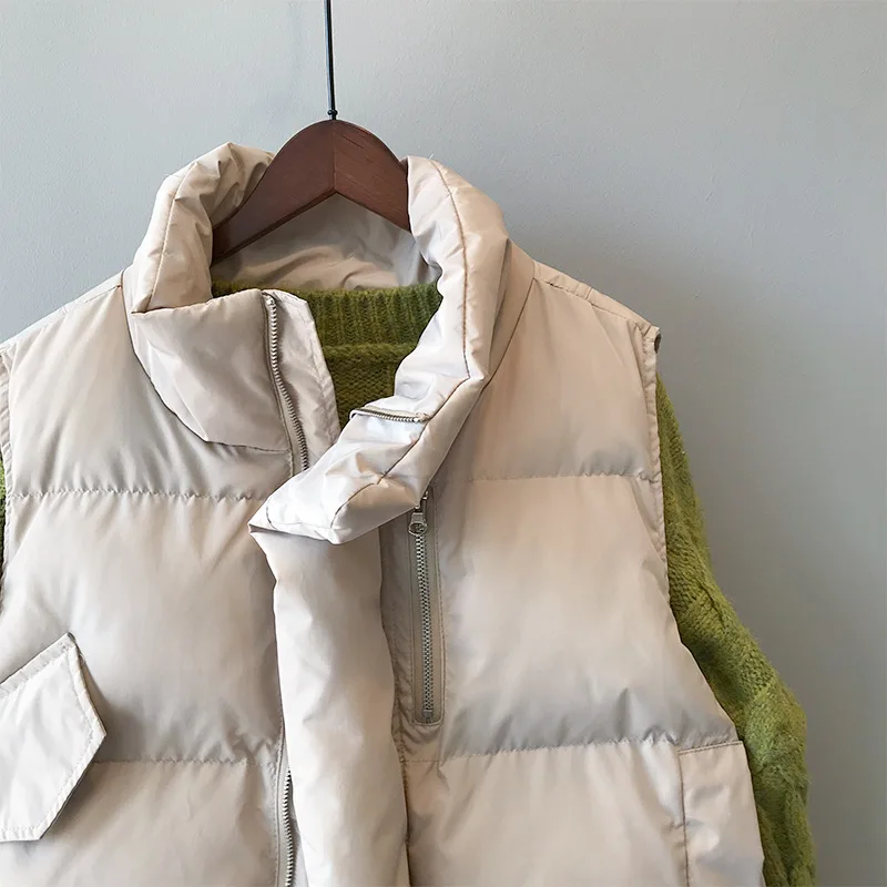 Женский зимний пуховик без рукавов простой женский жилет Свободный с подкладкой