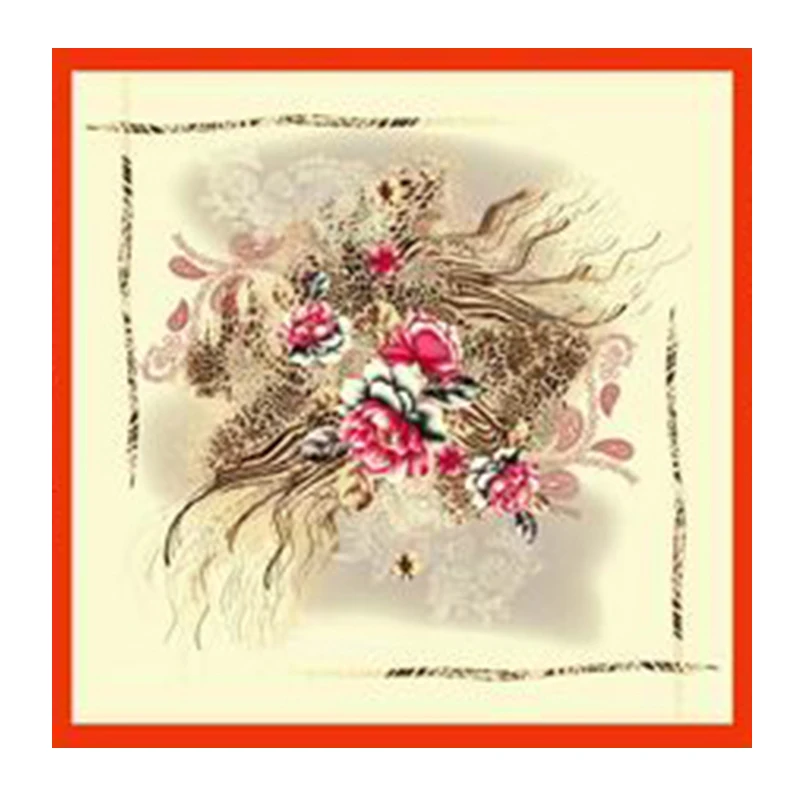 

Printed Female Elegance 110cm Silk Shawls Beach Blanket Scarf Bandana платки