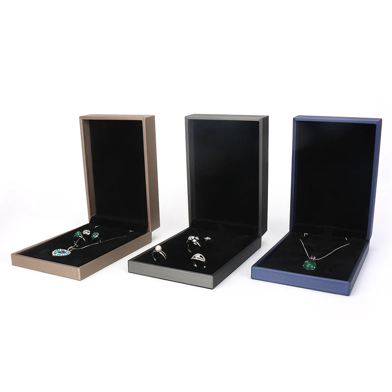 Luxury Female Jewelry Display Packaging Storage Box Pu Leather 3 Colors Wedding Ring Necklace Jewellery Suits For Birthday Gifts