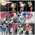 Набор для рисования по номерам на холсте Девушка-цветок, пейзаж