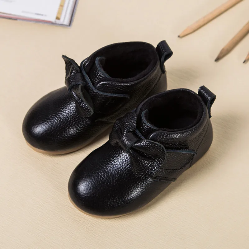 Новинка осени 2020 детские ботинки из натуральной кожи с бантом низким верхом и