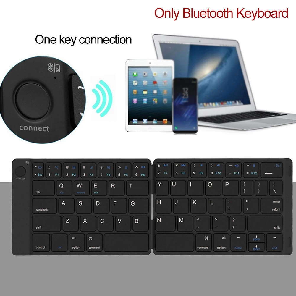 

Leather Cover Foldable Bluetooth Keyboard Travel Universal Lightweight Black Pocket Size Outdoor Ultra-thin Wireless For Windows