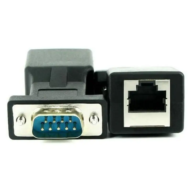 Высококачественный переходник DB9 RS232 штекер/гнездо к гнезду RJ45 COM порт Ethernet порту