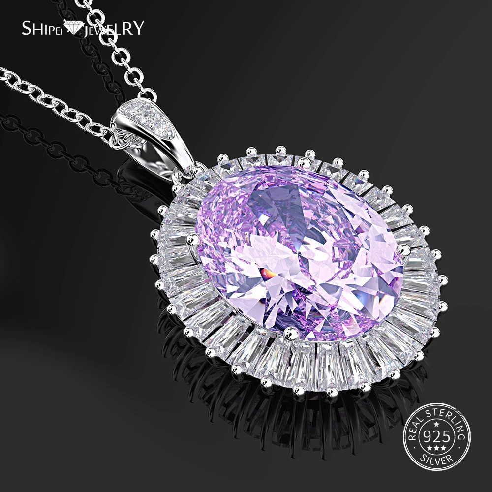 Женское ожерелье из серебра 100% пробы с овальным сапфиром|Ожерелья| |