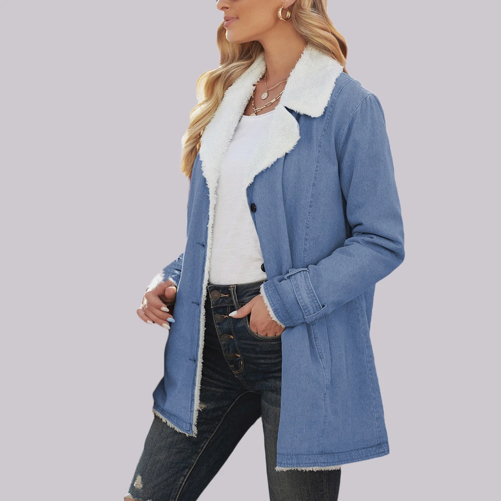 

Winter Outwear Women Plus Velvet Jackets Long Sleeve Turn Collar Warm Coat Female Thick Cotton Coat
