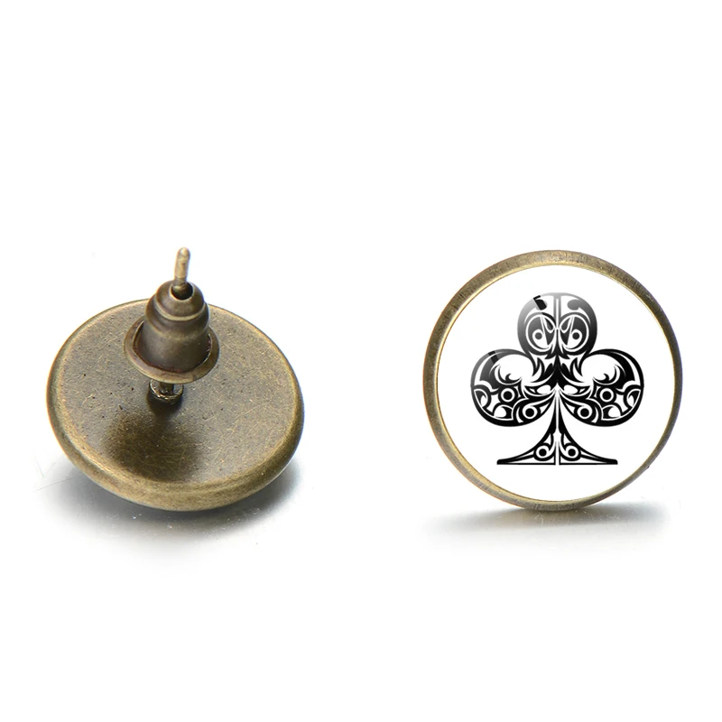 Азиатских покер пик Q серьги на открытом воздухе выпуклое зеркало поверхности