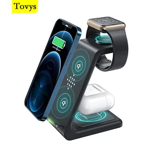 tovys qi fast 3 in 1 wireles charger for phone holder iphone 12 13 iwatch airpods pro charger induction wireless charger station free global shipping