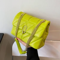 kiwi green summer pu leather flap crossbody bags for women 2021 luxury solid color shoulder handbags chain purses