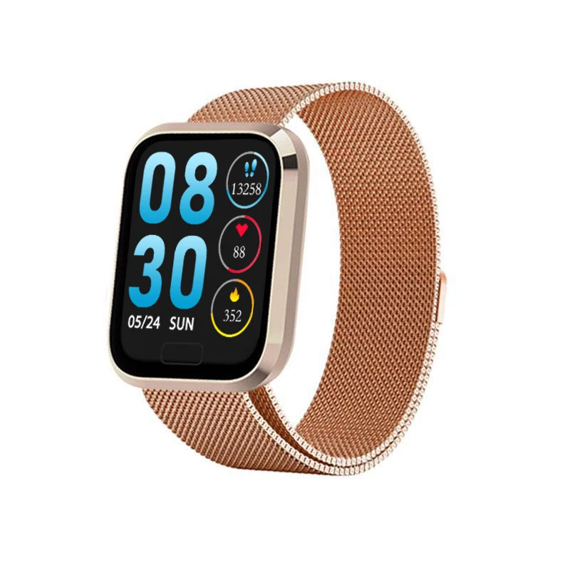 Gold steel Умные спортивные часы m98, Android IOS, браслет с сердечным ритмом и кровяным давлением, фитнес-трекер, монитор сна, цветной музыкальный браслет для звонков и сообщений - Цвет: Gold steel