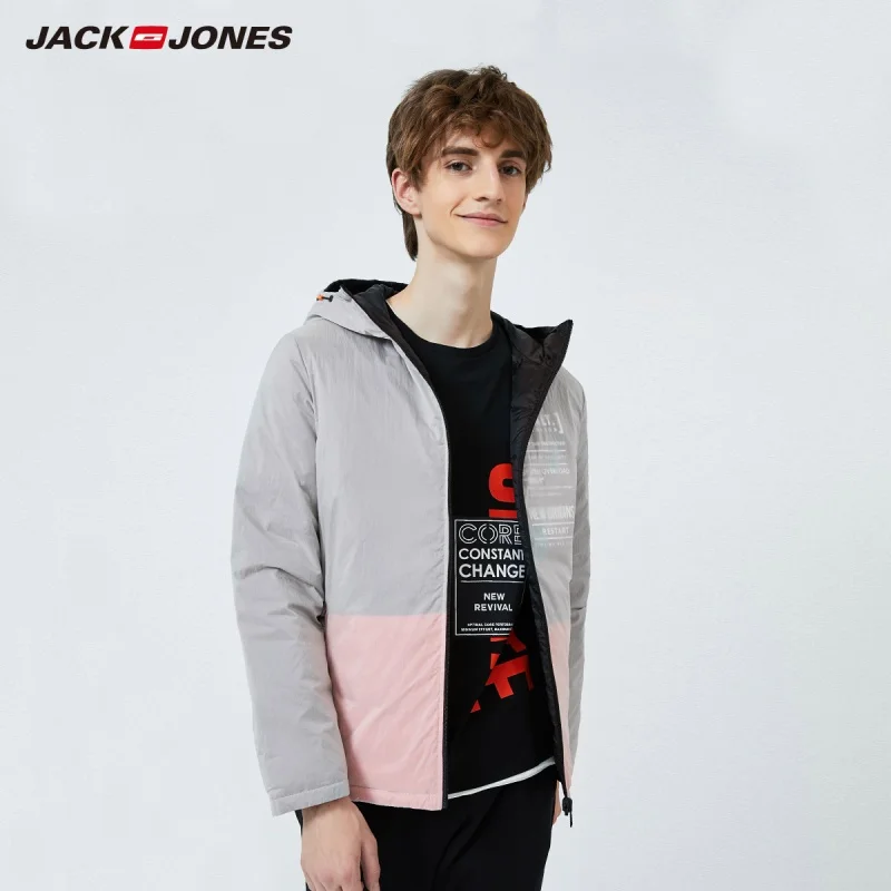 JackJones новый модный мужской контрастный двусторонний короткий пуховик Мужская