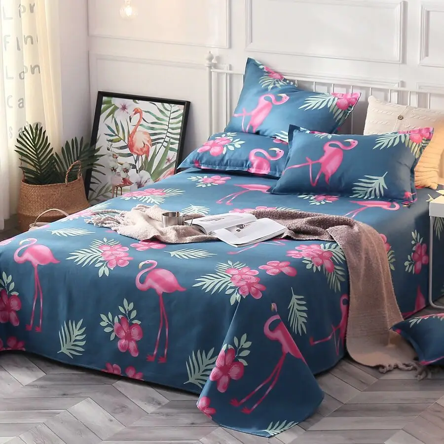 

Hot Sale Floral Birds Bed Sheet 100% Cotton Mattress Protector Cover Flat Sheet 1pcs Soft bedclothes Twin Full Queen King Size