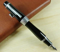 duke 2009 black fountain pen memory charlie chaplin big size unique style medium bent nib heavy business office writing pen