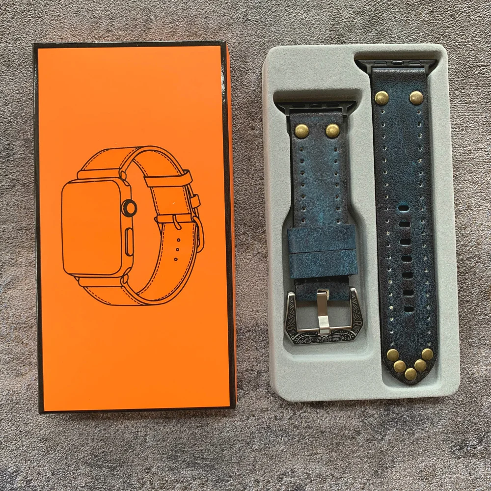 Ремешок из натуральной кожи для Apple Watch Band 38 мм 40 42 44 41 45 49 браслет iWatch Series 8 7 6 5 4 3 SE