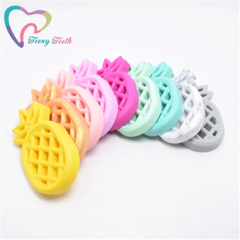 

10 PCS BPA Free Silicone Pineapple Teether Pendant Food Grade Silicone Material Baby Teething Chew Beads Ananas Shower Gift Baby