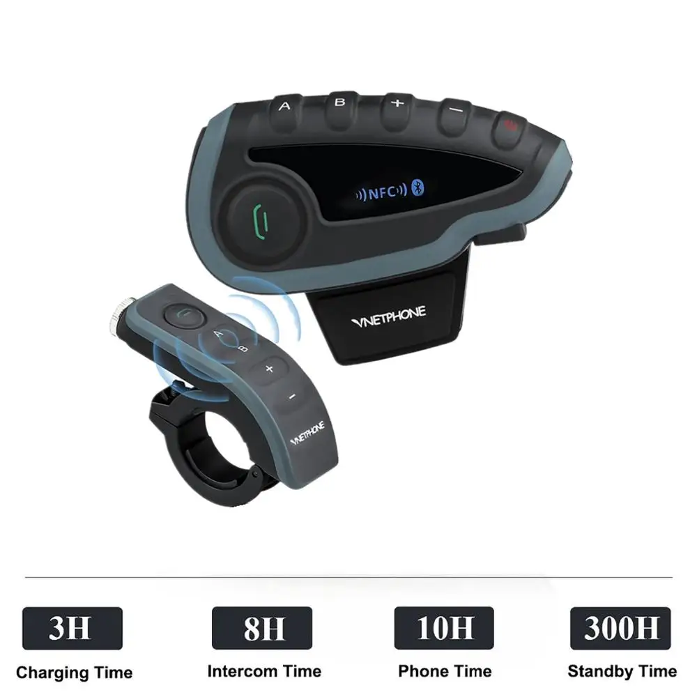 Bluetooth интерком для мотоциклетного шлема Vnetphone V8 100% м|Наушники шлемов| |