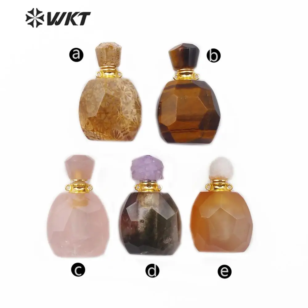 Подвеска с двойным круглым крючком из золота WT-P1484 пробы натуральным камнем