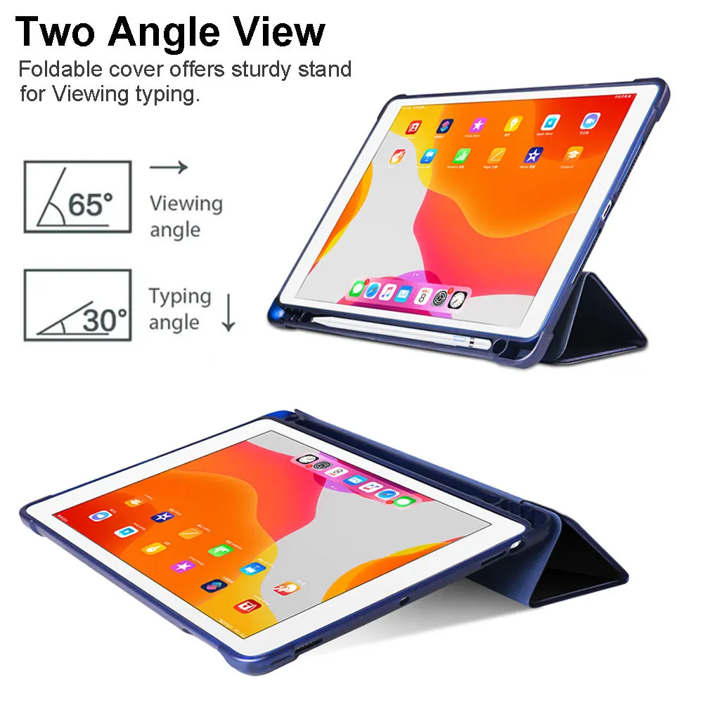 Умный чехол накладка для iPad Air 2 / 1 с держателем карандашом тонкий трехслойный