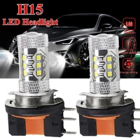2pcs car h15 led bulb headlight 80w 1600lm wireless car headlight fog lamp 12v conversion driving light 6500k white