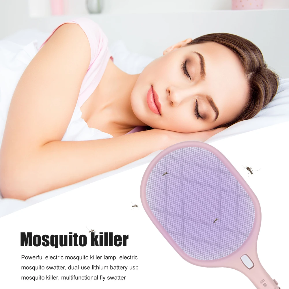 

USB Electric Fly Swatter 2000mAh Handheld Safe Zapper Portable Mosquito Killer Insect Exterminator Racket Pest Control