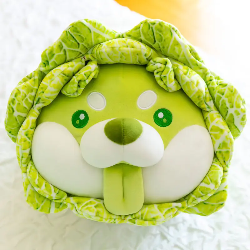 

2021 New Cute Plush Green Chinese Cabbage Dog Doll Cute Anime Vegetable Dog Doll Cosplay Props Plush Doll Gift Charm Jewelry