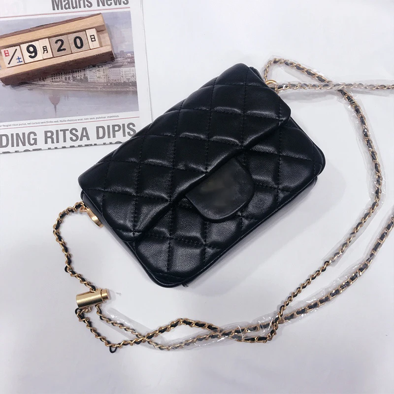 

New net celebrity chain small fragrant rhombus one-shoulder diagonal bag ball pattern leather small square bag