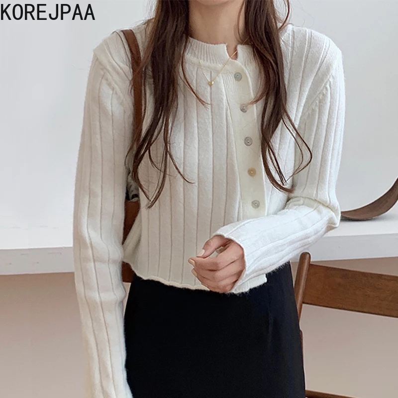 

Женский однобортный Кардиган с круглым вырезом и длинными рукавами