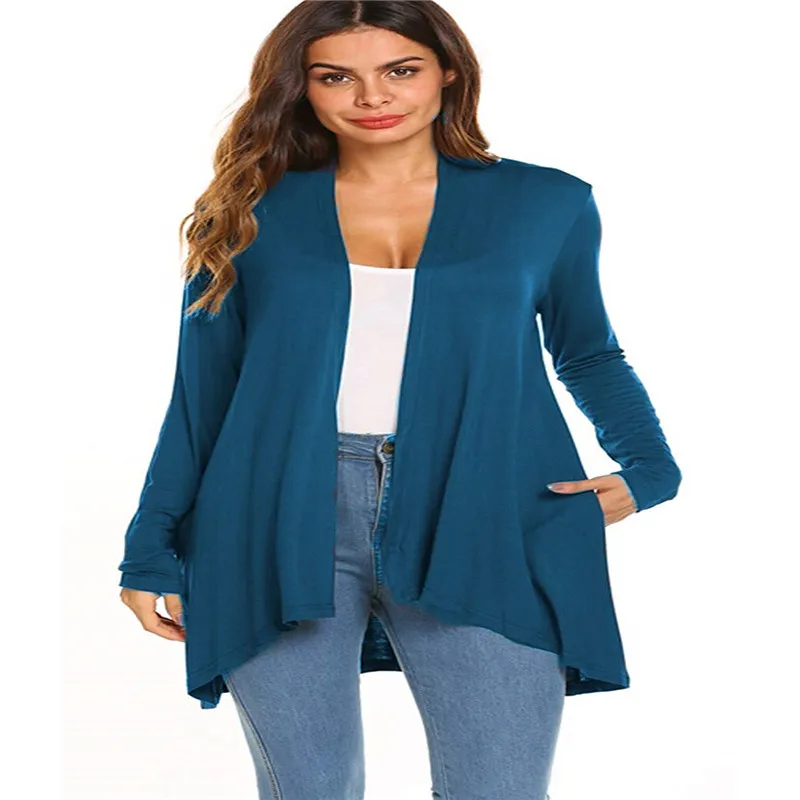 Женская Повседневная легкая модель с длинным рукавом открытой передней частью и