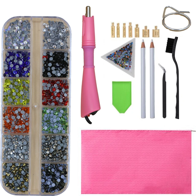 Juego de diamantes de imitaci&oacute;n para fijaci&oacute;n en caliente, unids/caja 2400, aplicador de fijaci&oacute;n en caliente con enchufe UE/EE. UU., cristal y diamantes de imitaci&oacute;n, decoraci&oacute;n Strass de hierro-5