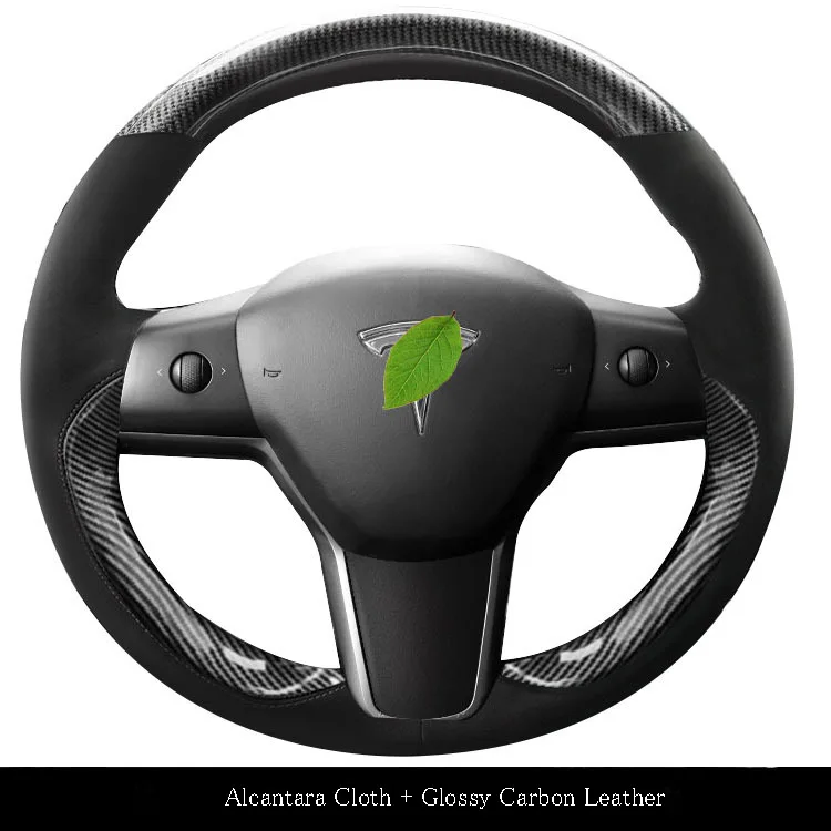 Цена Для Tesla Model 3 Y X S Чехол рулевого колеса автомобиля Стильный чехол из углеродного волокна Nappa кожаный чехол/модифицированный верхний слой с эф...