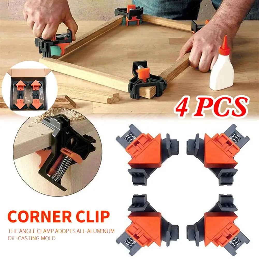

4 pcs 90 Degree Right Angle Clamp Fixing Clips Picture Frame Corner Clamp Woodworking Hand Tool Angle Clamps Pipe Clamp