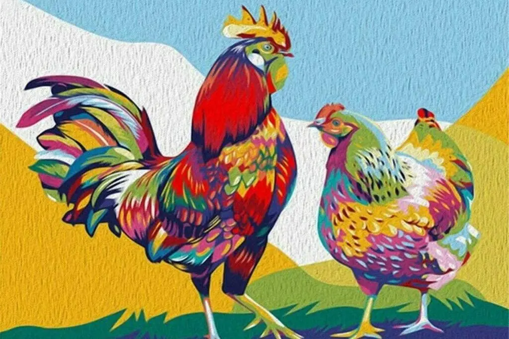 

Colored Chicken Decor Metal Tin Sign 8X12 Inch Home Kitchen Bedroom Bar Sign Decoration Halloween Thanksgiving Gift