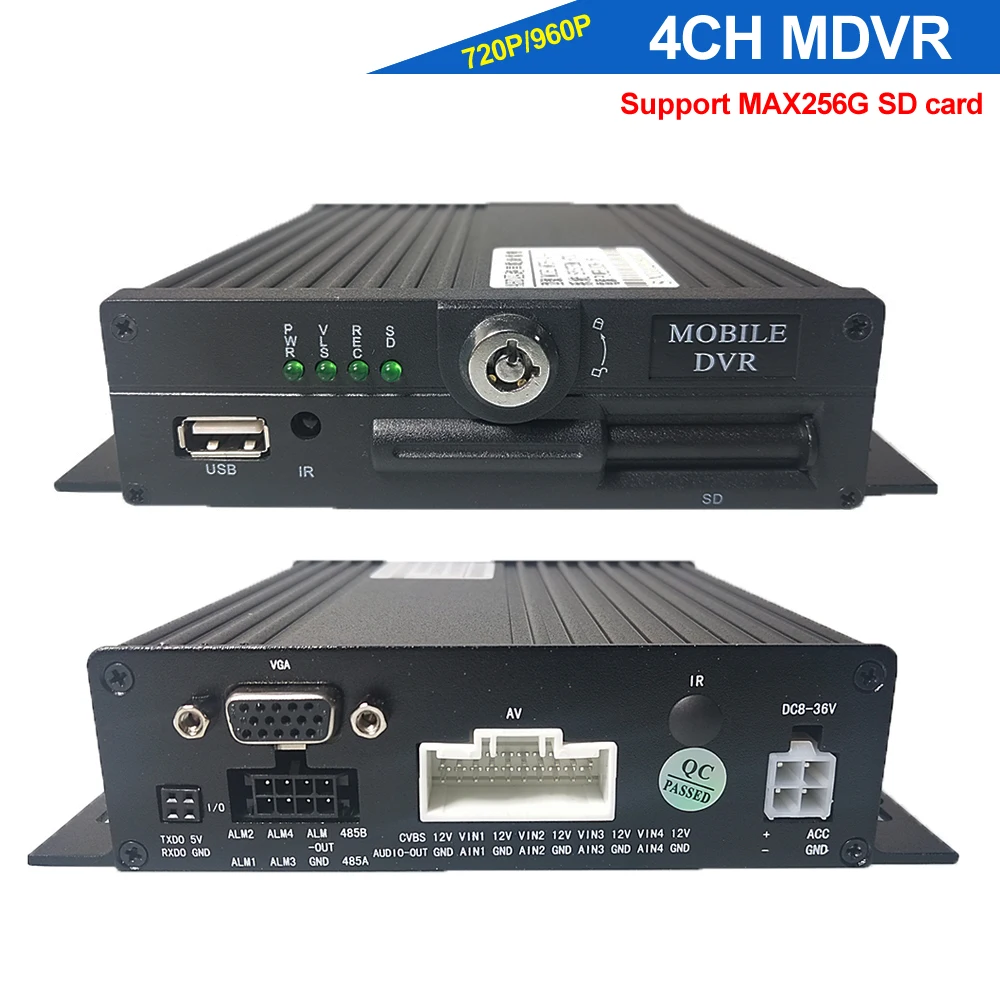 Автомобильный мобильный видеорегистратор CCTV 4 канала 720P 960P Поддержка 256G SD карты