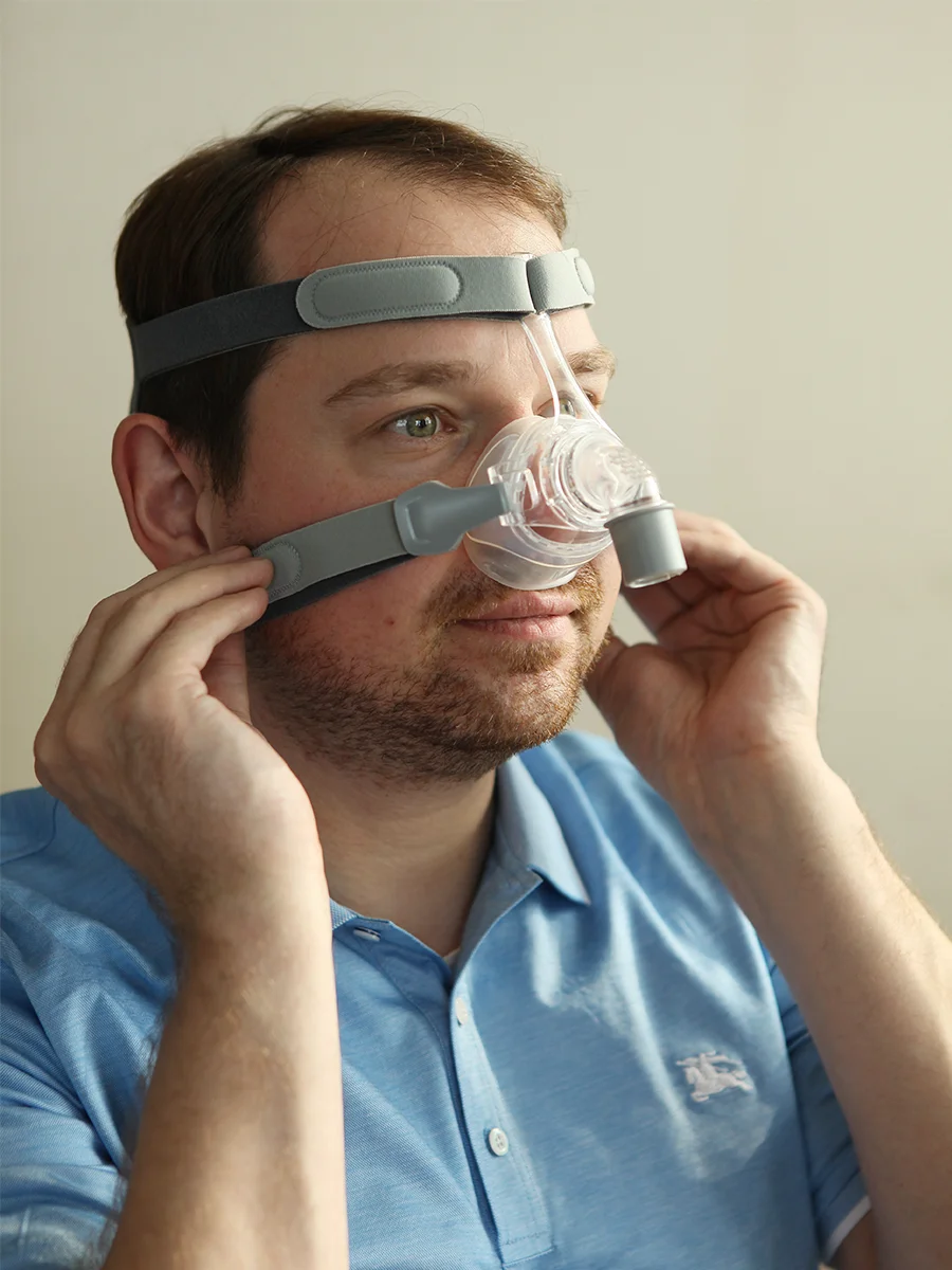 Носовая маска для сипап от Longlife универсальный размер с головным убором CPAP Auto APAP