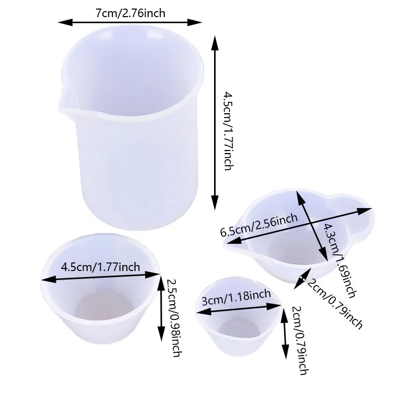 

4Pcs Silicone Measuring Cup Split Cup For DIY Epoxy Resin Jewelry Accessories Making Tools