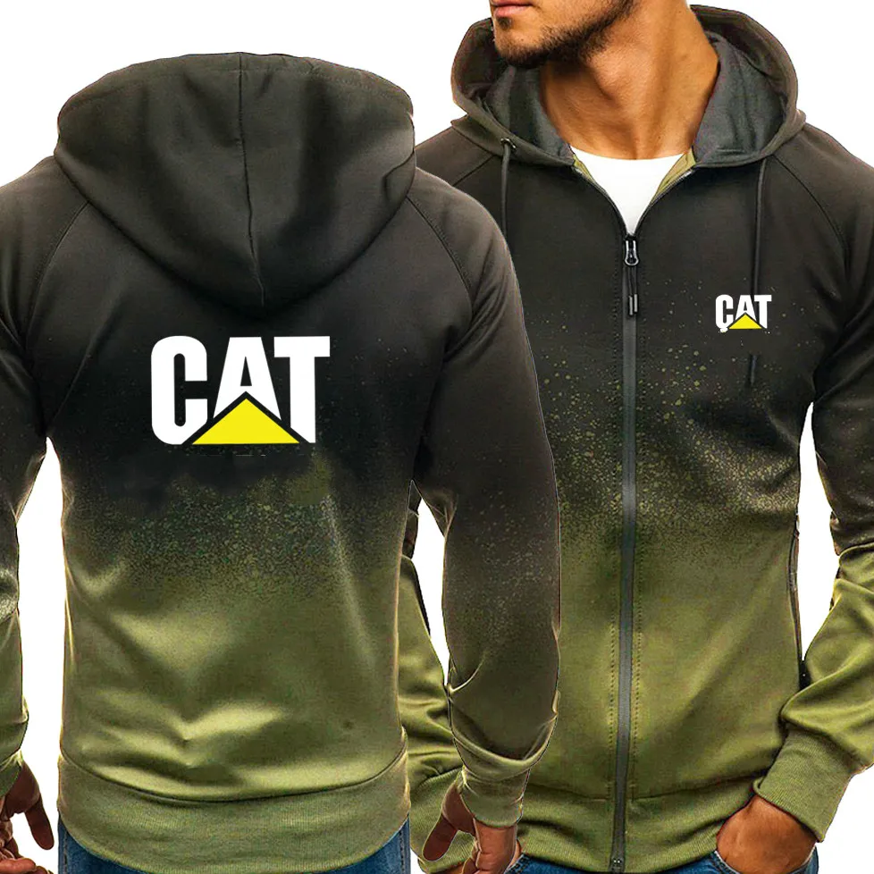 

Spring Autumn New Hoodies Men Cat Leisur Fashion HipHop Harajuku Gradient color Long sleeve zipper Jacket Clothing
