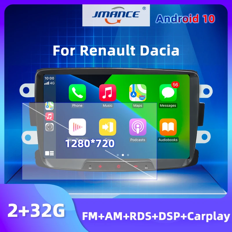 JMANCE 1280*720 IPS 8 ''для Renault Dacia Duster/Logan/Dokker Android 10 Carplay DSP FM/AM/RDS навигация GPS
