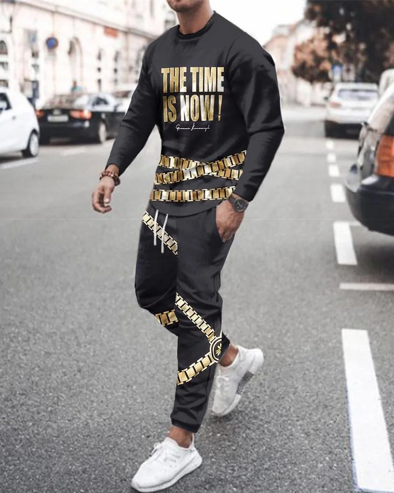

Spring Autumn Man Long Sleeve T-Shirt Set Sportswear Fashion 3D Print Hip Hop Streetwear Male Casual Set Loose Sweatpants 6XL