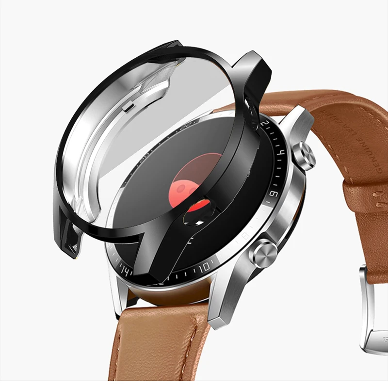silicone case for huawei watch gt gt2 46mm screen protector plating soft cover case for huawei gt 2 band smartwatch fundas couqe free global shipping
