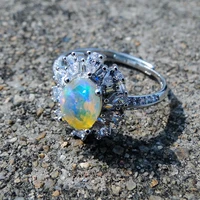 beautiful faceted cut natural opal ring 925 silver brilliant engagement wedding ring for women gift