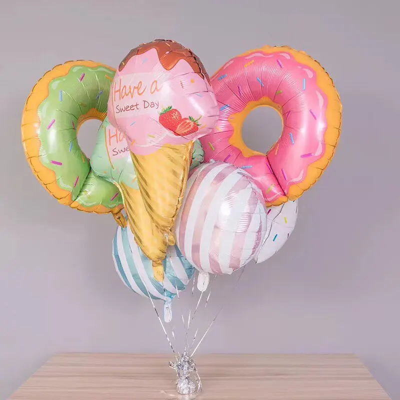 1 шт Конфеты Пончик мороженое тема гелиевая фольга шары звезды круглые Детские