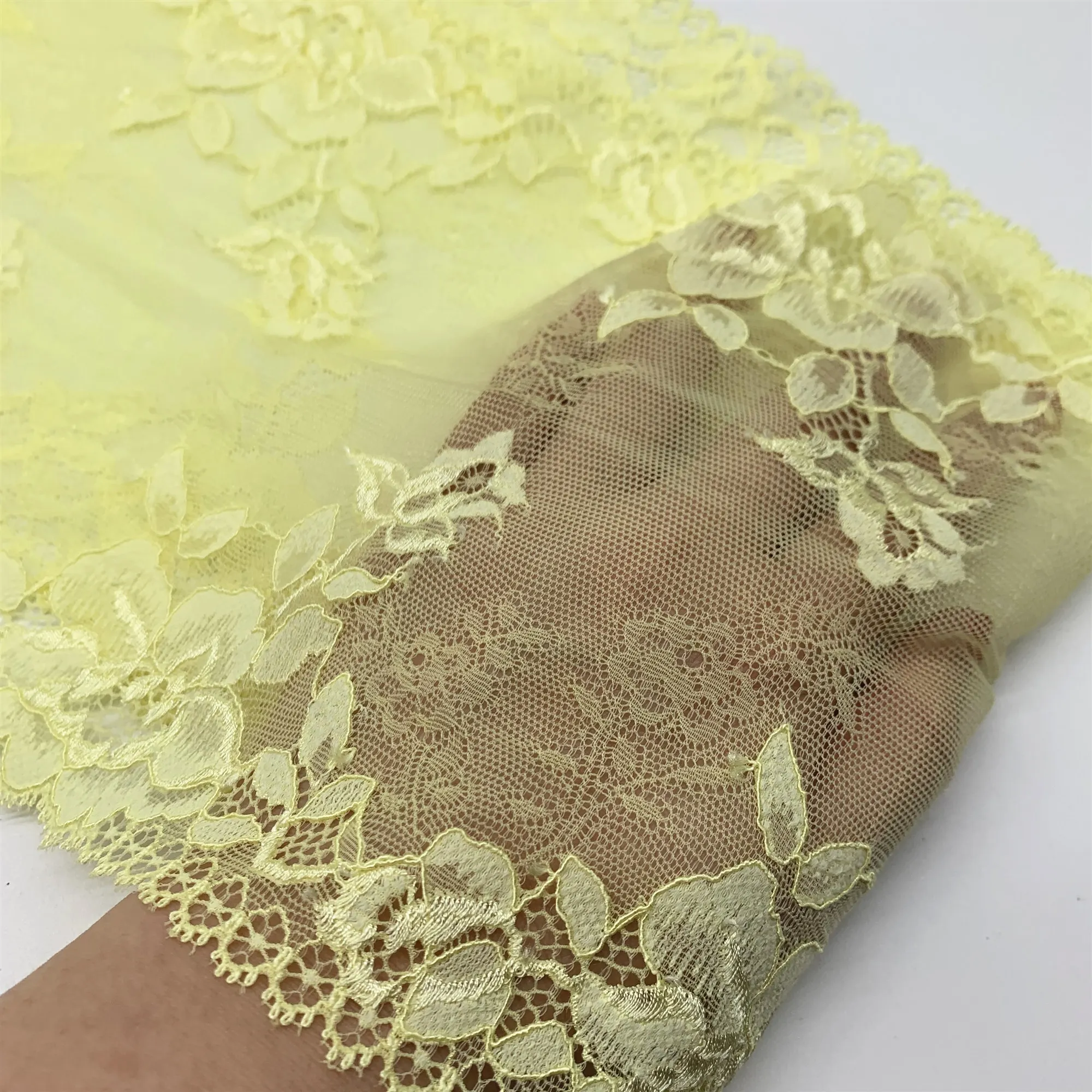 

3y/lot Width 19cm Yellow Elastic Stretch Lace Trim For Lingerie Sewing Craft DIY Apparel Fabric Lace Garment Accessory