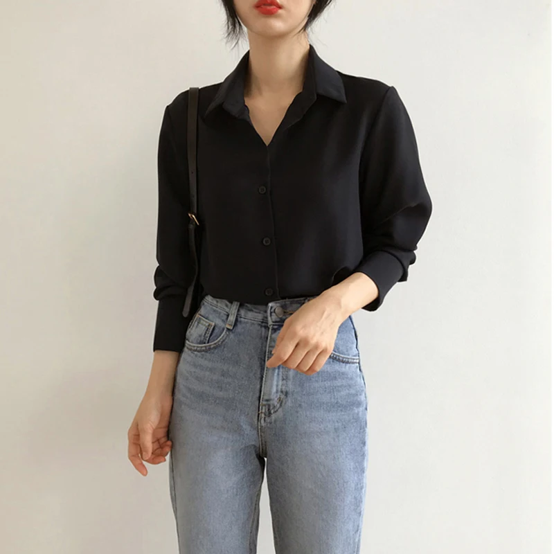 Рубашка Sungtin Женская Офисная с длинным рукавом Повседневная Блузка в Корейском