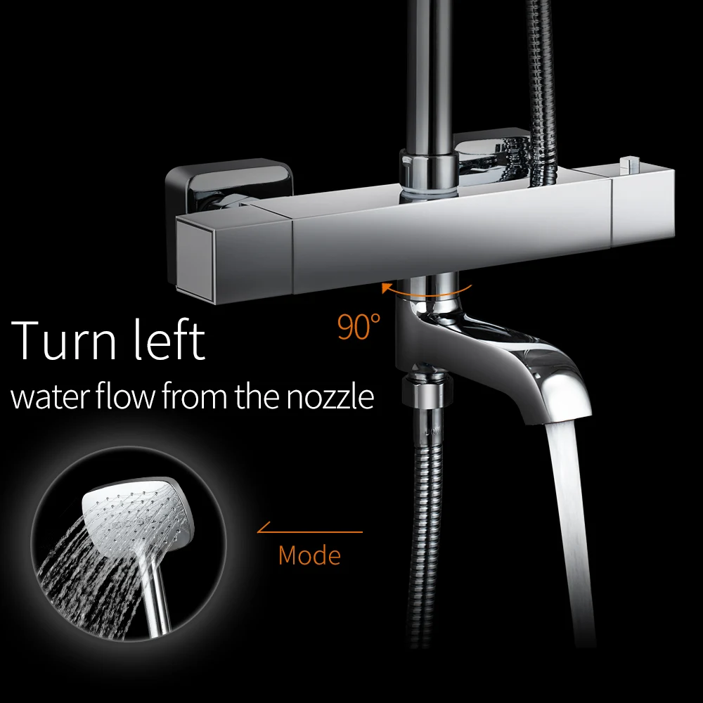 bathroom shower faucets thermostatic mixer rain shower set 3 water outlet modes wall mounted bathtub faucet chrome free global shipping