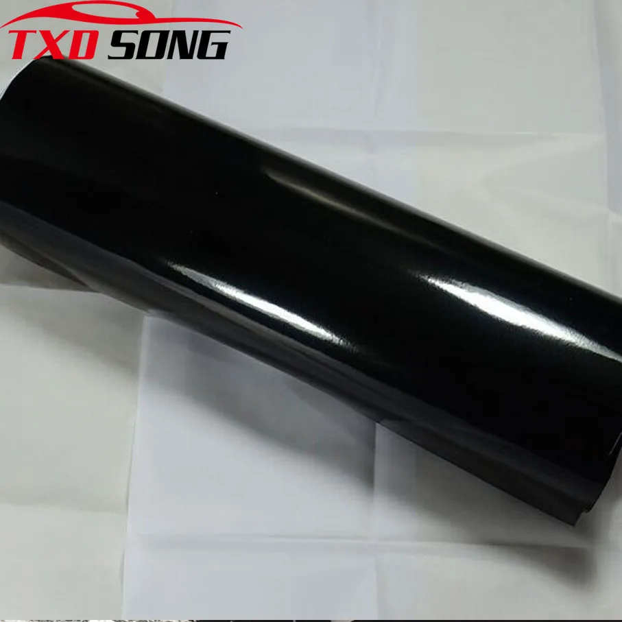 

30cm*1/2/3/4/5/6M Premium quality Black Glossy Vinyl Car Wrap Roll Gloss Black Vinyl Wrap Sticker Film With Air Free bubbles