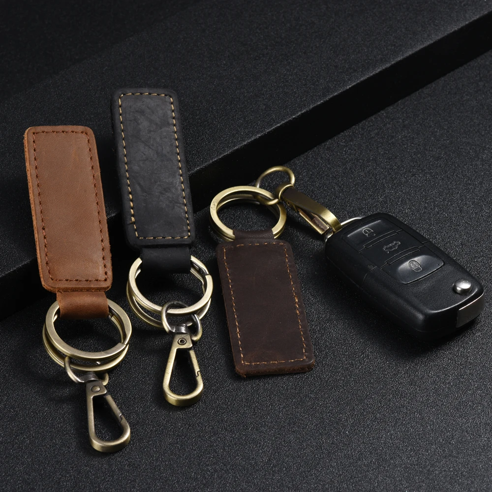 

Handmade original business leather keychain handmade retro leather gift unisex genuine leather