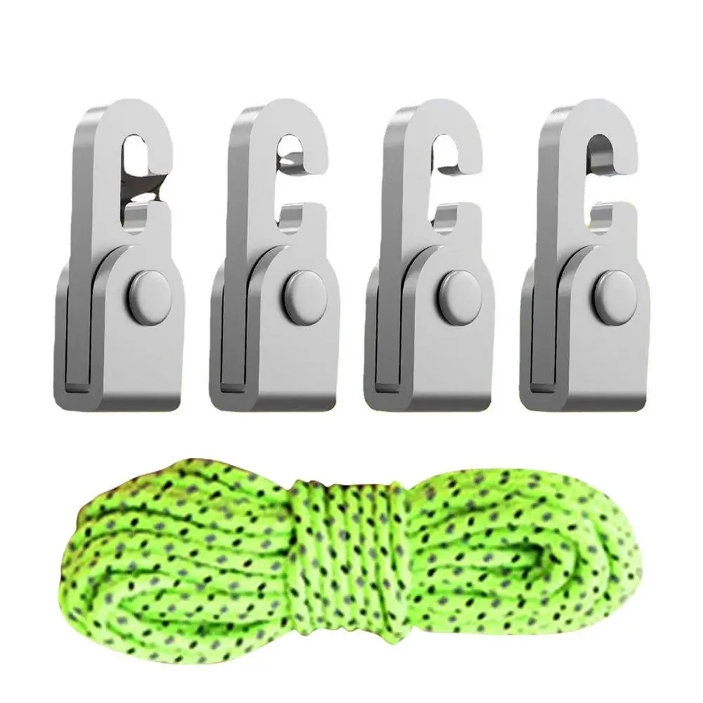 

4 шт., самоблокирующиеся крючки для палатки, с веревкой